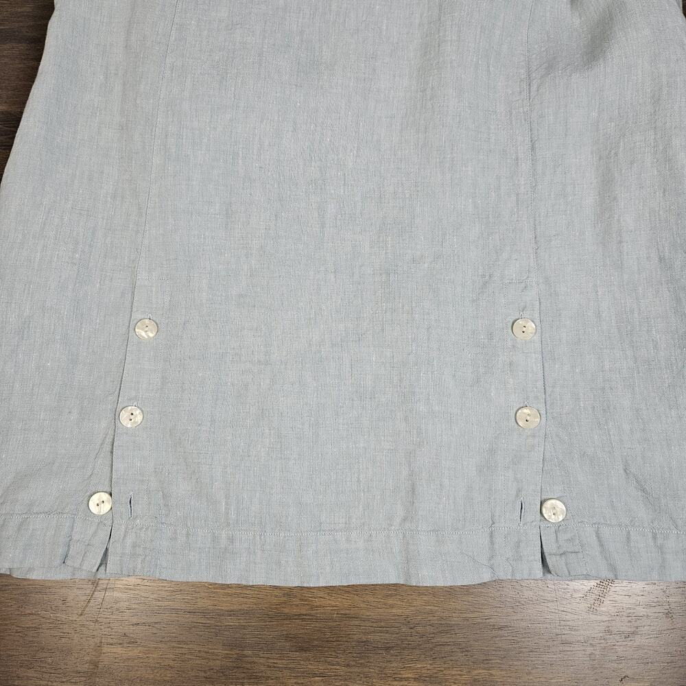 J.Jill Linen Midi Shift Dress Light Aqua Button Hem Breezy Size XL Sleeveless - Picture 7 of 8